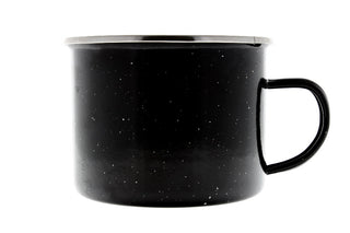 16 oz Durable Metal Camping Mug with Black Speckled Enamel Finish - By Direct 2 Boater