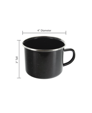 16 oz Durable Metal Camping Mug with Black Speckled Enamel Finish - 6 Pack - By Direct 2 Boater