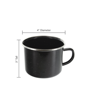 16 oz Durable Metal Camping Mug with Black Speckled Enamel Finish - By Direct 2 Boater