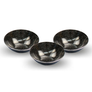 7.5" Camping Dinnerware Bowls - 3 Pack - Black Enamel Finish - For Camping, Hiking, and Picnics
