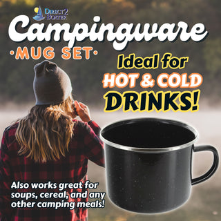 16 oz Durable Metal Camping Mug with Black Speckled Enamel Finish - By Direct 2 Boater