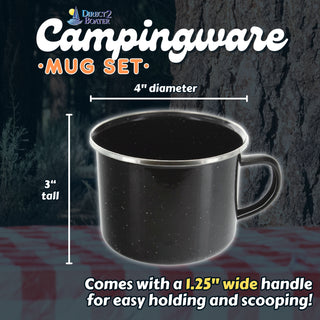 16 oz Durable Metal Camping Mug with Black Speckled Enamel Finish - By Direct 2 Boater