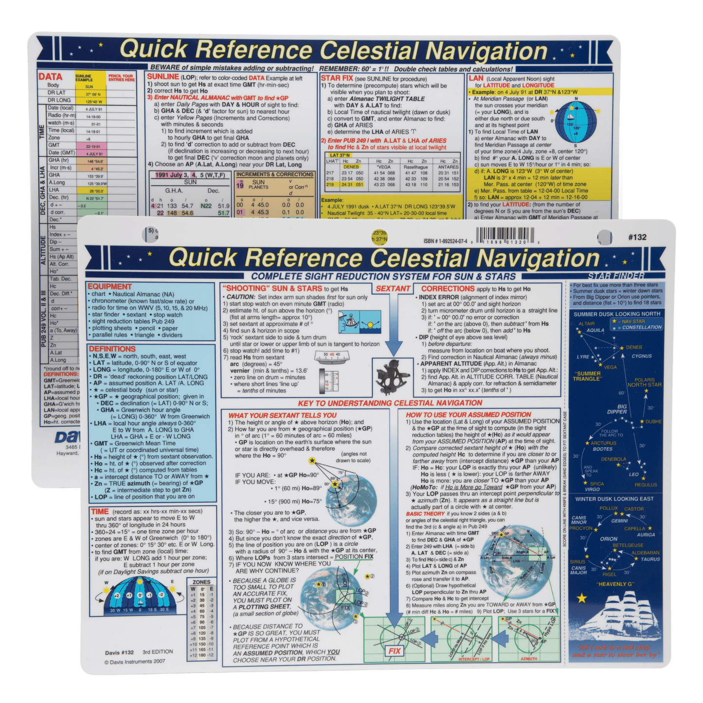 DI-132 | Davis Instruments Celestial Navigation Quick Reference Card