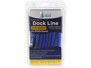 DB-135 | 1/2" x 25' Blue Polypropylene Dock Line with Chafe Guard - For Boats up to 35'