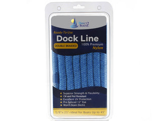 DB-148 | 5/8" x 20'  Marine Blue Double Braided Nylon Dock Line - For Boats up to 45'