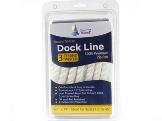 5/8" x 35' White - (2 Pack) - 3 Strand Twisted Nylon Dock Line - For Boats up to 45'