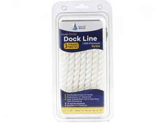 1/2" x 20' White 3 Strand Twisted Nylon Dock Line - For Boats up to 35' -   Sold Individually