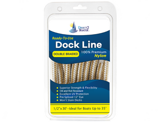 1/2" x 30' - Gold/White (2 Pack) Double Braided 100% Premium Nylon Dock Line - For Boats Up to 35' - Long Lasting Mooring Rope - Strong Nylon Dock Ropes for Boats - Marine Grade Sailboat Docking Rope