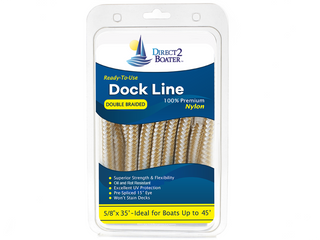 5/8" x 35' - Gold/White Double Braided 100% Premium Nylon Dock Line - For Boats Up to 45' - Long Lasting Mooring Rope - Strong Nylon Dock Ropes for Boats - Marine Grade Sailboat Docking Rope