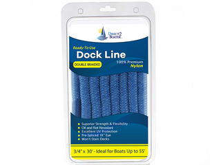 3/4" x 30' - Marine Blue Double Braided 100% Premium Nylon Dock Line - For Boats Up to 55' - Long Lasting Mooring Rope - Strong Nylon Dock Ropes for Boats - Marine Grade Sailboat Docking Rope