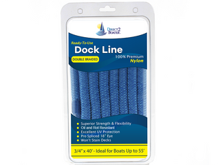 3/4" x 40' - Marine Blue Double Braided 100% Premium Nylon Dock Line - For Boats Up to 55' - Long Lasting Mooring Rope - Strong Nylon Dock Ropes for Boats - Marine Grade Sailboat Docking Rope