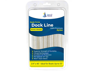 3/4" x 40' - White Double Braided 100% Premium Nylon Dock Line - For Boats Up to 55'- Long Lasting Mooring Rope - Strong Nylon Dock Ropes for Boats - Marine Grade Sailboat Docking Rope
