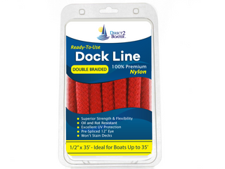 1/2" x 35' - Red Double Braided 100% Premium Nylon Dock Line - For Boats Up to 35' - Long Lasting Mooring Rope - Strong Nylon Dock Ropes for Boats - Marine Grade Sailboat Docking Rope