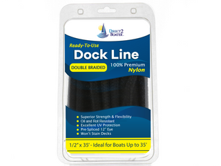 1/2" x 35'- Black (2 Pack) Double Braided Nylon Dock Line - For Boats Up to 35' - Long Lasting Mooring Rope - Strong Nylon Dock Ropes for Boats - Marine Grade Sailboat Docking Rope