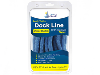 1/2" x 35' - Marine Blue Double Braided 100% Premium Nylon Dock Line - For Boats Up to 35' - Long Lasting Mooring Rope - Strong Nylon Dock Ropes for Boats - Marine Grade Sailboat Docking Rope