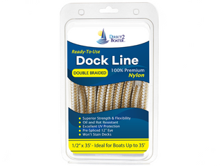 1/2" x 35' - Gold/White Double Braided 100% Premium Nylon Dock Line - For Boats Up to 35' - Long Lasting Mooring Rope - Strong Nylon Dock Ropes for Boats - Marine Grade Sailboat Docking Rope