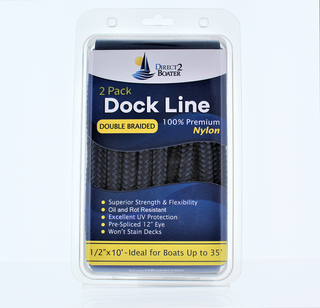 DB-314-2T | 1/2" x 10' - Dark Navy (2 Pack) Double Braided Nylon Dock Line