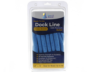 5/8" x 15' Marine Blue (2 Pack) Double Braided 100% Premium Nylon Dock Line - For Boats Up to 45' - Long Lasting Mooring Rope - Strong Nylon Dock Ropes for Boats - Marine Grade Sailboat Docking Rope