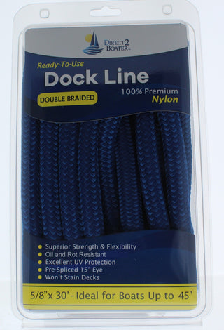 Double Braided 100% Premium Nylon Dock Line - Long Lasting Mooring Rope - Strong Nylon Dock Ropes for Boats - Marine Grade Sailboat Docking Rope