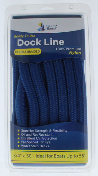 Double Braided 100% Premium Nylon Dock Line - Long Lasting Mooring Rope - Strong Nylon Dock Ropes for Boats - Marine Grade Sailboat Docking Rope