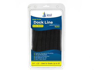 3/4" x 25' - Black (2 Pack) Double Braided 100% Premium Nylon Dock Line - For Boats Up to 55' - Long Lasting Mooring Rope - Strong Nylon Dock Ropes for Boats - Marine Grade Sailboat Docking Rope