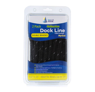 REFLECTIVE - (2 Packs) - Double Braided Premium Nylon Dock Line