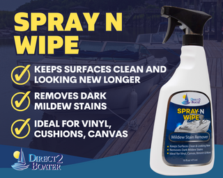 Spray N Wipe Mildew Stain Remover for Vinyl, Cushions, Canvas, Bimini's & Outdoor Umbrellas 16 fl oz By Direct 2 Boater