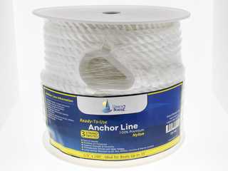 DB-166 | 1/2" x 200' White 3 Strand Twisted Nylon Anchor Line - Boat Accessories