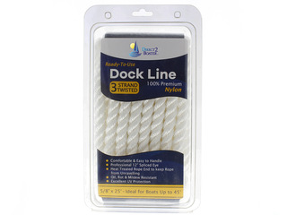 5/8" x 25' White - (2 Pack) - 3 Strand Twisted Nylon Dock Line - For Boats up to 45'