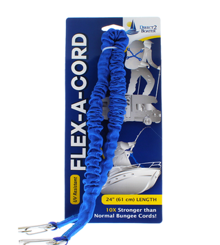 Direct 2 Boater's Flex-A-Cord - Sturdy Nylon with Stainless Steel Clips - 10x Stronger than Bungee Cords - Tactical Bungee Cord - Carabiner Bungee Cord
