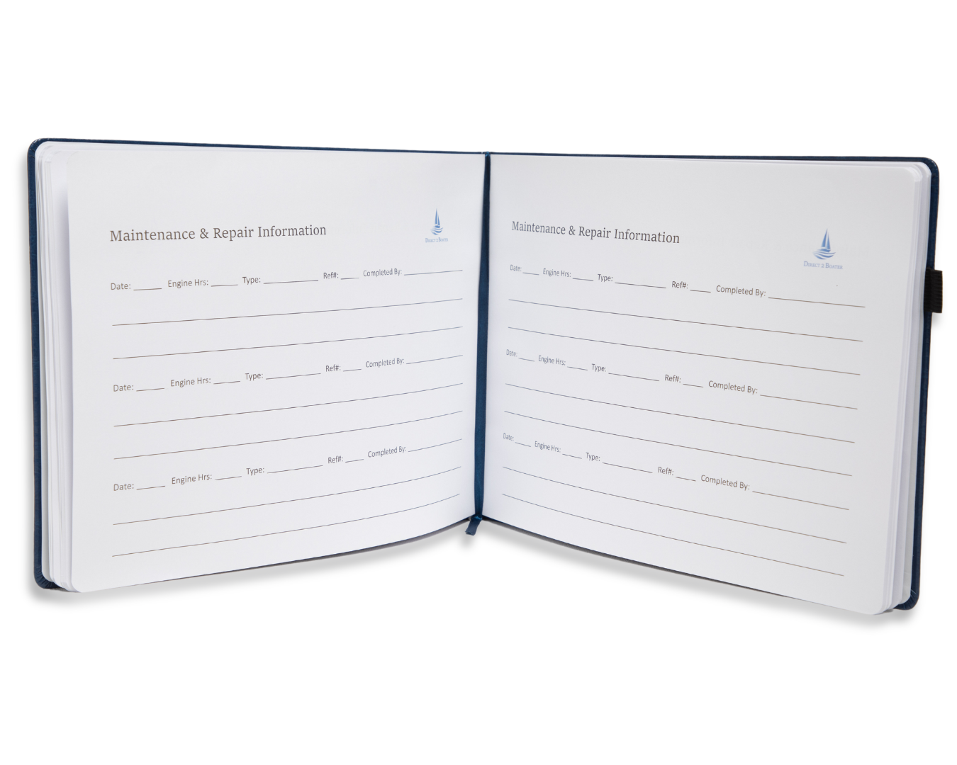 Direct 2 Boater Elegant Blue Hard Bound Captain's Log Book & Maintenance Log Book Bundle, 100 Pages (2 Items)