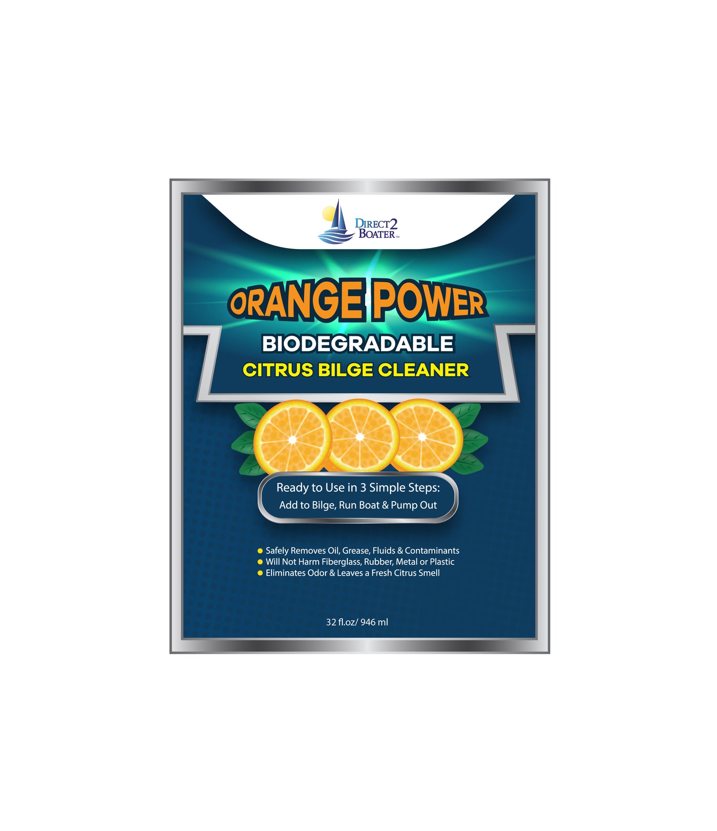 Orange Power Biodegradable Citrus Bilge Cleaner for Boats - 32 fl oz - Eliminates Odor & Leaves a Fresh Citrus Smell